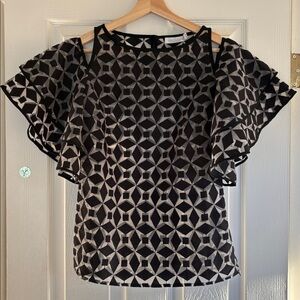 Anne Fontaine Black and White Geometric Top Sharon